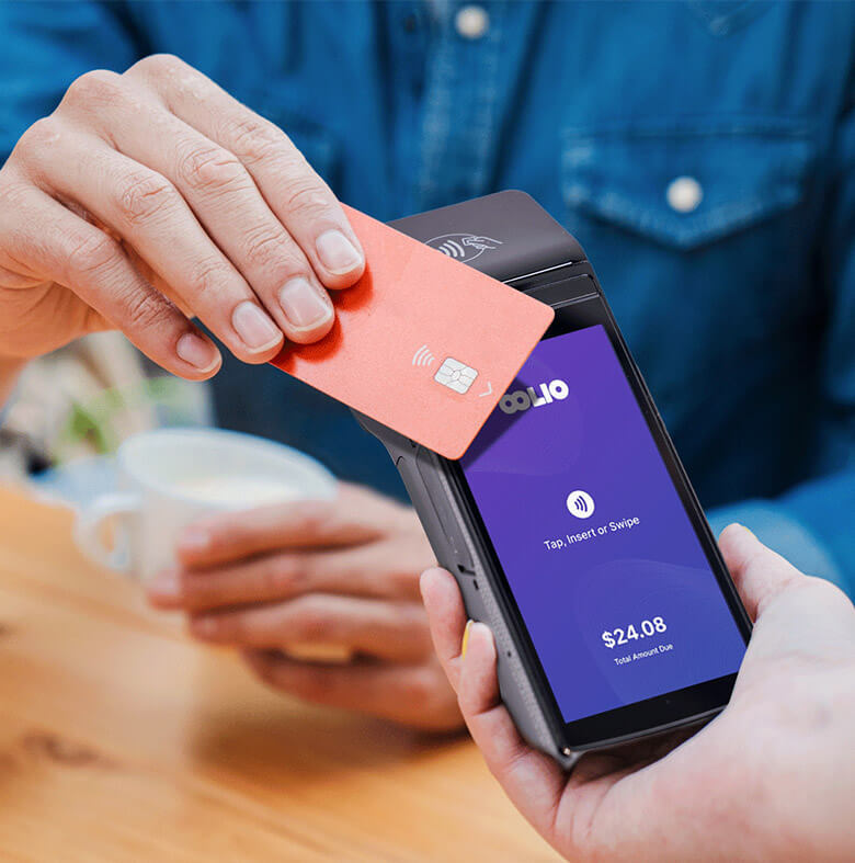 Tapping card on Oolio Pay device